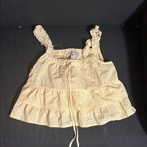 Elegant Yellow Gingham Ruffle Top